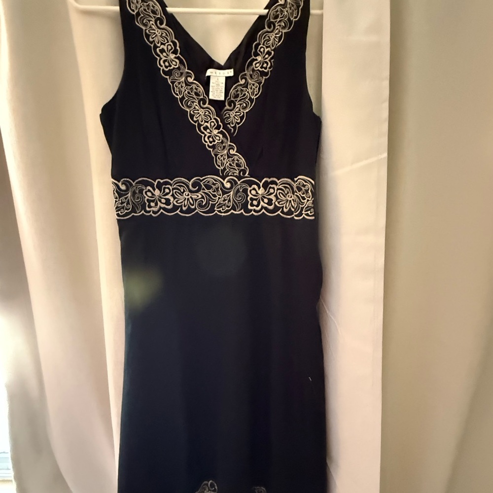 Tweeds Black Dress with Gold Embroidery